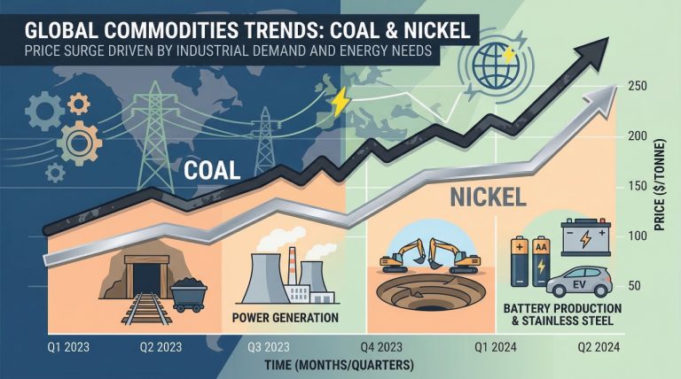 Aktivitas tambang batu bara dan nikel di Indonesia dengan grafik harga global yang meningkat