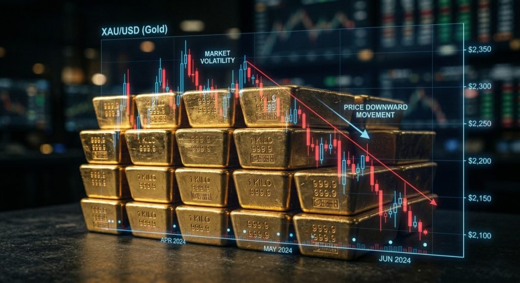 grafik harga emas dunia turun dengan emas batangan